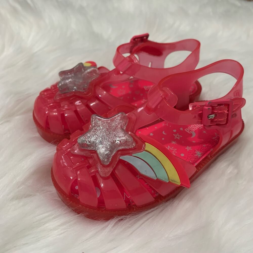 Mini Melissa pink rainbow possession jelly sandals toddler/little kids size 7